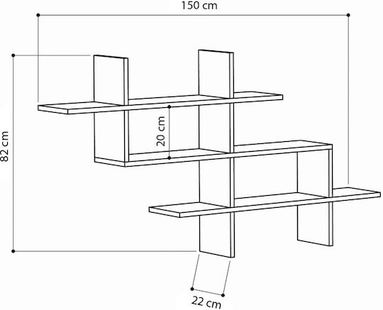 Стенен Рафт Halic Бял 150x22x82см