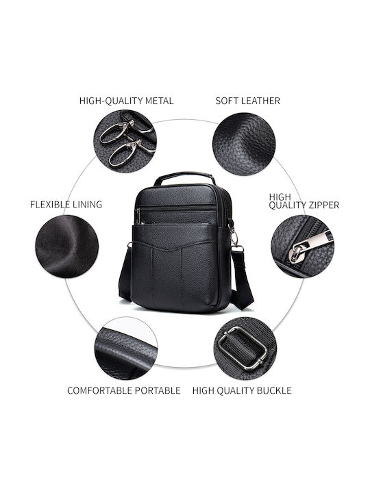 Piele Geantă pentru bărbați De umăr / tip crossbody Neagră