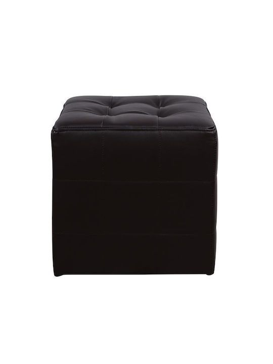 Stool For Living Room Upholstered with Leatherette Punk Coffee 37x37x35cm