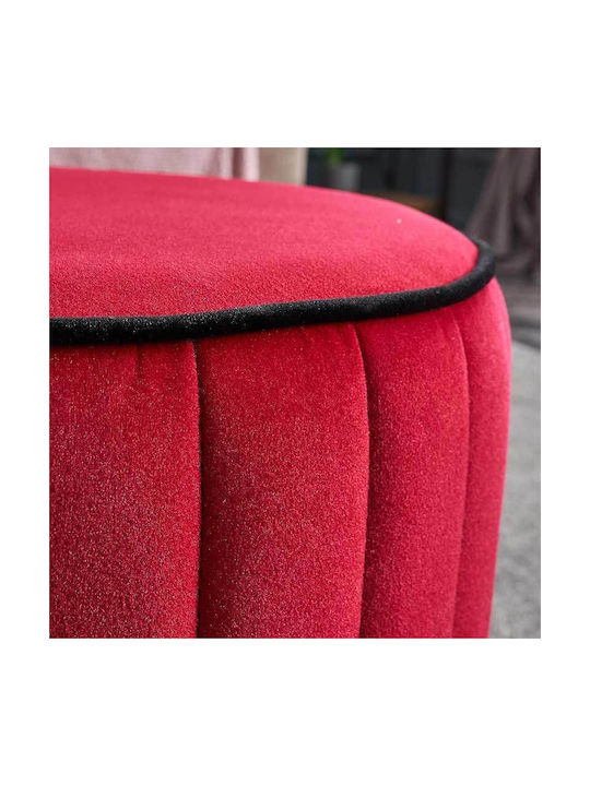 Stool For Living Room Upholstered with Velvet Lindy Red 40x40x40cm