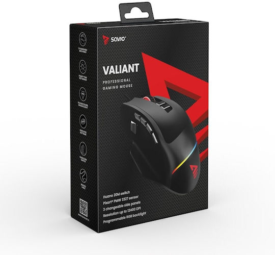 Savio Valiant RGB Gaming Ποντίκι 12400 DPI Μαύρο