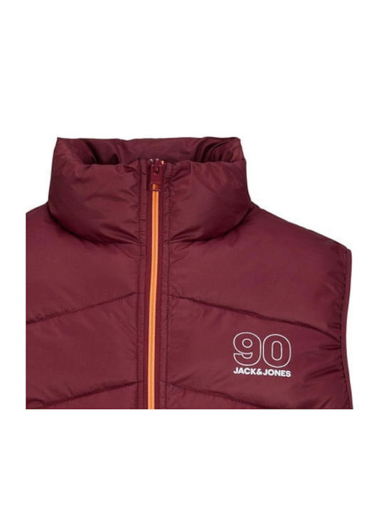 Jack & Jones Fără mâneci Geacă pentru bărbați Puffer Burgundy