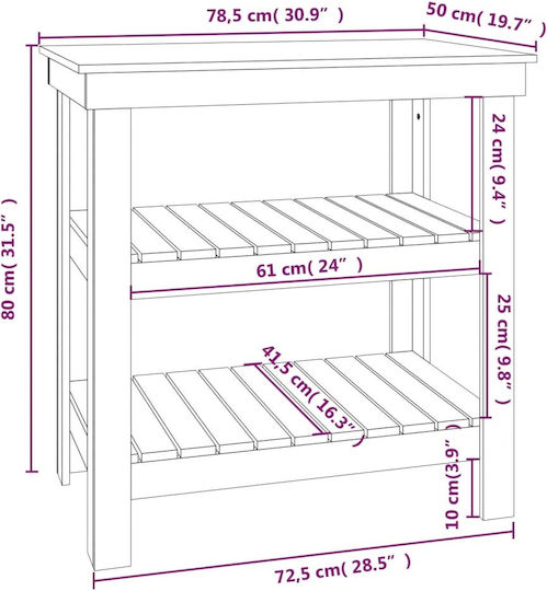 Table Bar from Solid Wood White 78.5x50x80cm