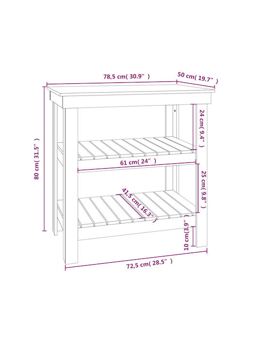 Table Bar from Solid Wood Gray 78.5x50x80cm