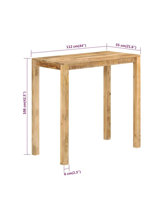 Table Bar from Solid Wood Natural 112x55x108cm
