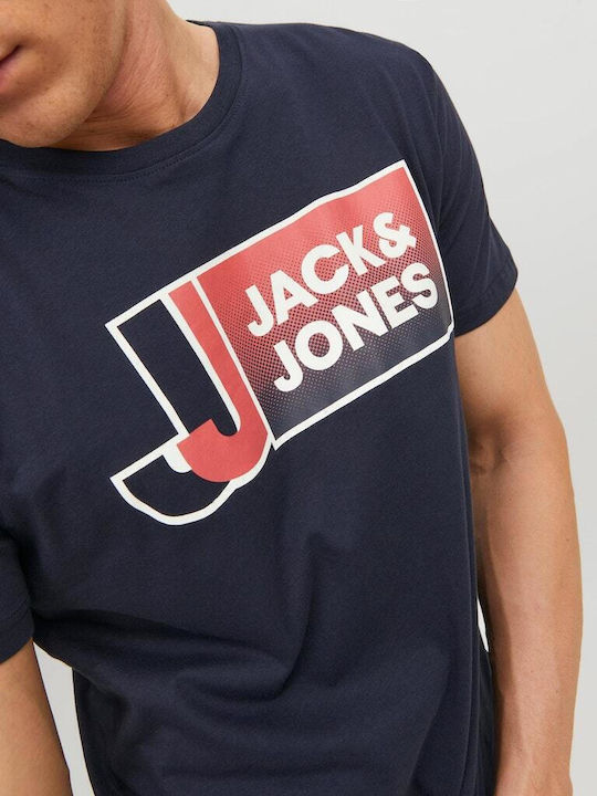 Jack & Jones Ανδρικό T-shirt Navy Μπλε με Λογότυπο