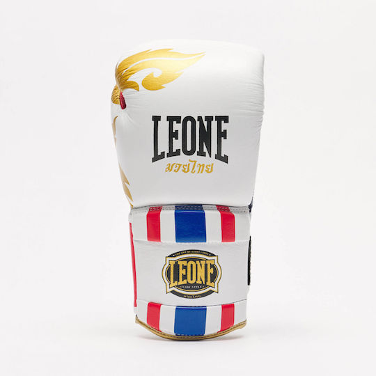 Leone 1947 Thai Style Γάντια Πυγμαχίας Δερμάτινα για Αγώνα Λευκά
