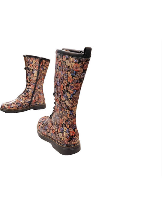 Lederne Kinderstiefel mit Reißverschluss Bunte