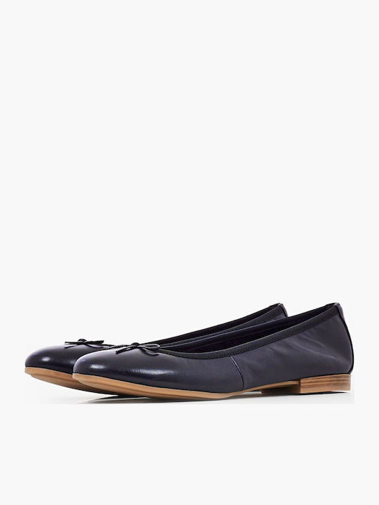 Leather Ballerinas Navy Blue