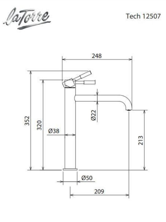 La Torre Tech 12507 Mixing Tall Sink Faucet Bronze Brushed