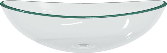 vidaXL Επικαθήμενος Νιπτήρας Γυάλινος 54.5x35cm Διάφανος
