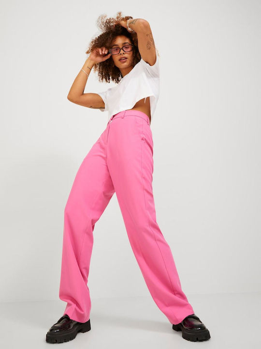 Women's High-waisted Chino Trousers Carmine Rose