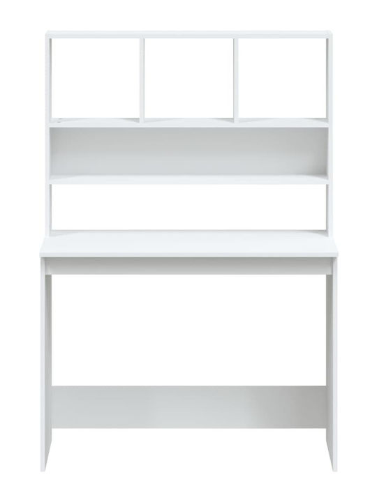 Γραφείο Ξύλινο με Βιβλιοθήκη Λευκό 102x45x148εκ.