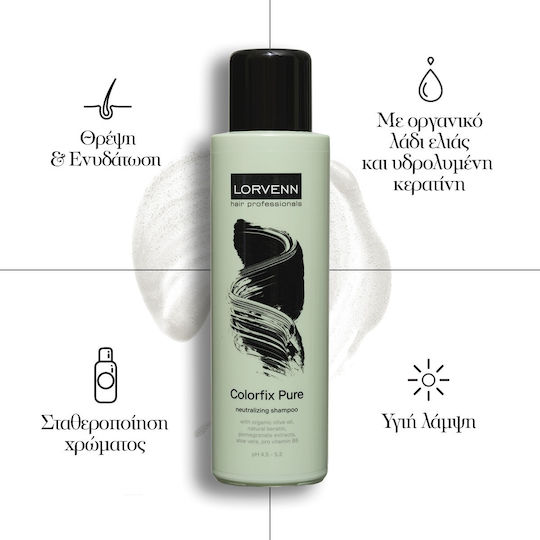 Lorvenn Colorfix Pure Neutralizing Шампоан за Хидратация и Запазване на Цвета за Оцветена Коса 500ml