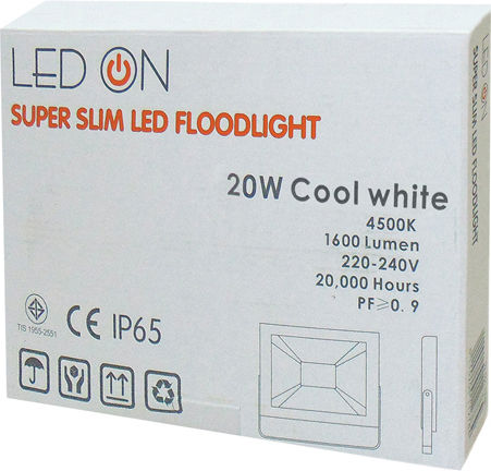 QY-2502 Στεγανός Προβολέας LED 20W Φυσικό Λευκό 4000K IP65