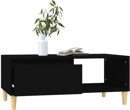 Rectangular Central Wooden Coffee Table with Drawers Black M90xP50xH36.5cm