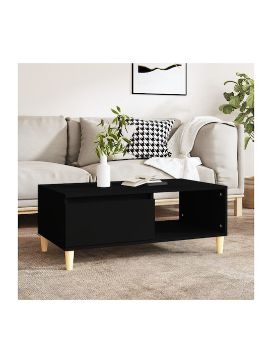 Rectangular Coffee Table Wooden Black Velvet-Black Metal L90xW50xH36.5cm.