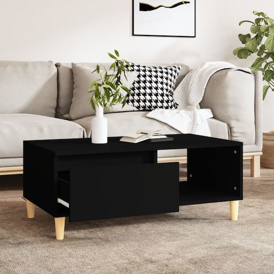 Rectangular Central Wooden Coffee Table with Drawers Black M90xP50xH36.5cm
