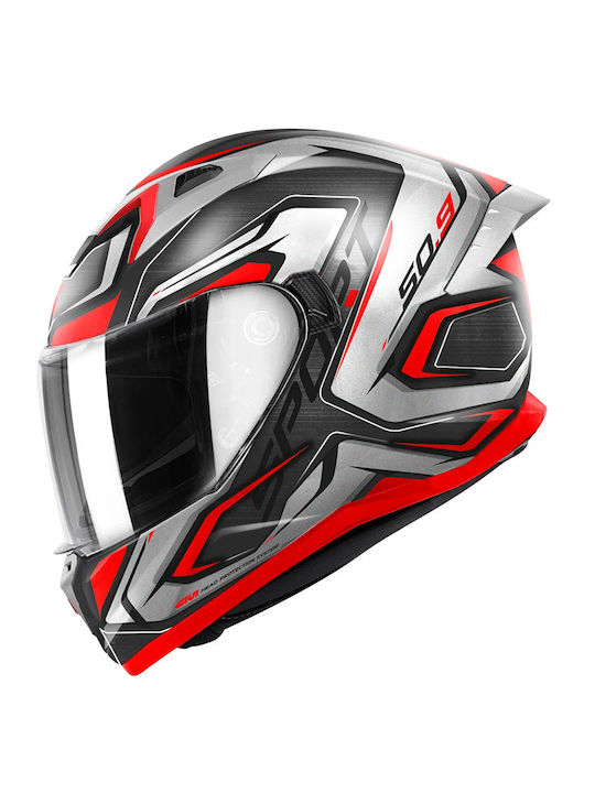 Givi H50.9 Atomic Full Face Helmet with Pinlock and Sun Visor Matt Black /Silver/ Red