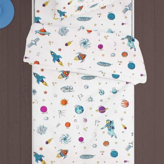 Dimcol Sheet Set Single Cotton Space White 160x240cm 2pcs