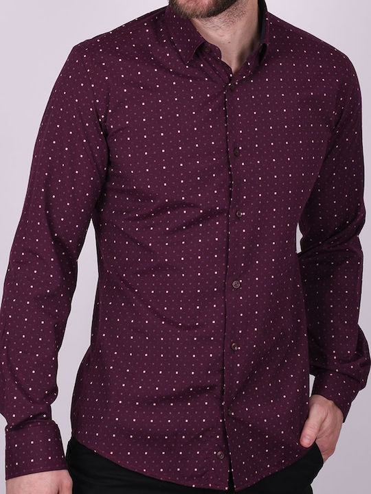 Kedi men's shirt with Bordeaux patterns