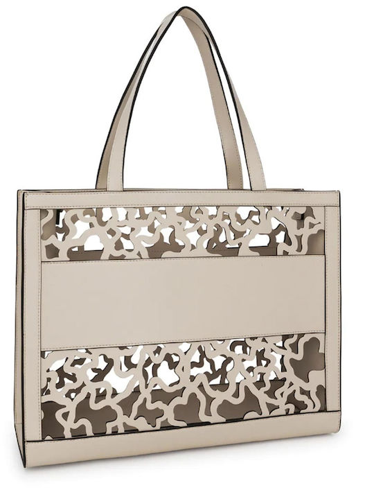 Amaya K Shock Γυναικεία Τσάντα Shopper Ώμου Μπεζ