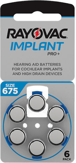 Rayovac Implant Pro+ Батерии За Слухови Апарати 675 1.45V 60бр
