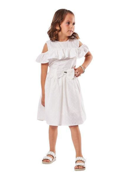 Εβίτα Παιδικό Φόρεμα Κοντομάνικο Λευκό