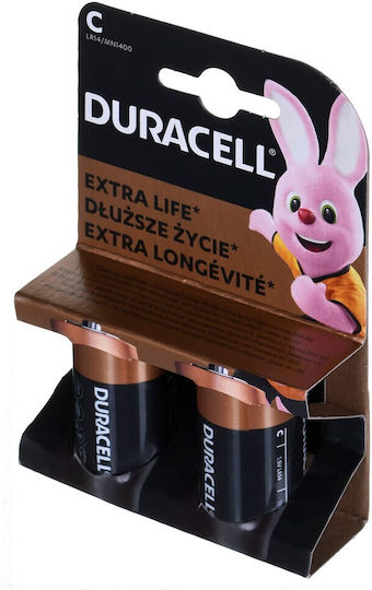 Duracell Extra Life Αλκαλικές Μπαταρίες C 1.5V 2τμχ