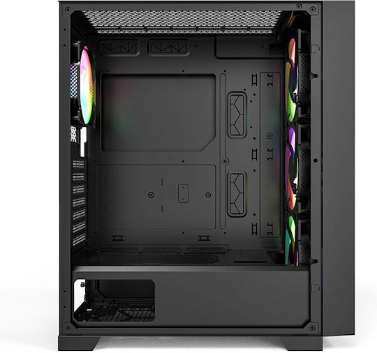 Montech AIR 1000 Premium Геймърско бюро Midi Tower Компютърна кутия със страничен прозорец и RGB осветление Черен