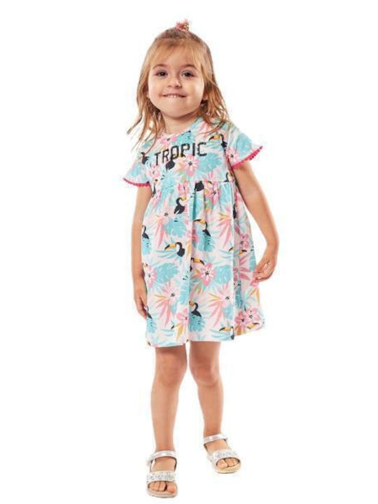 Kinderkleid Kurzärmelig Blumen Hellblau