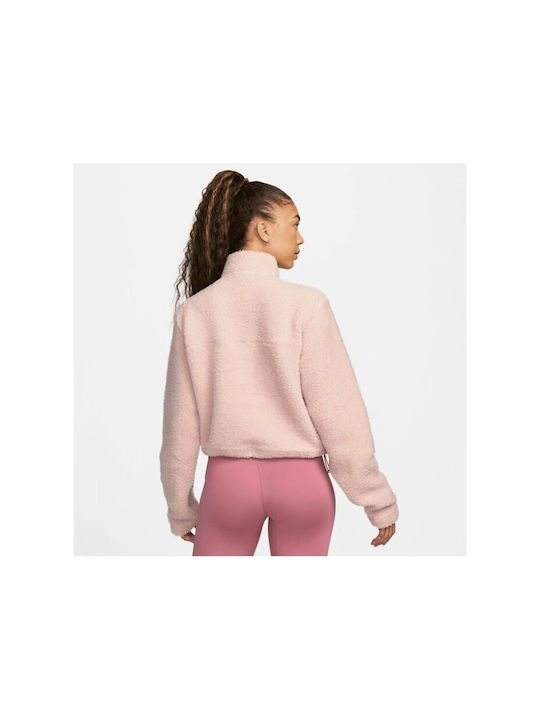 Nike Women's Athletic Fleece Blouse Long Sleeve with Zipper Pink