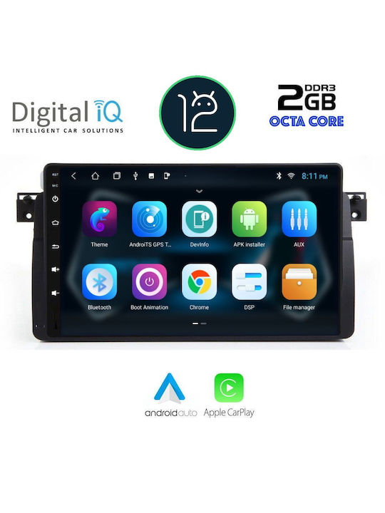 Digital IQ Car Audio System for BMW E46 / Series 3 (E46) / Series 3 E46 1998-2005 (Bluetooth/USB/AUX/WiFi/GPS/Apple-Carplay/CD) with Touch Screen 9"