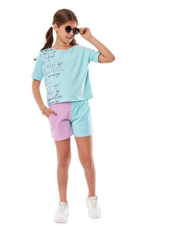 Εβίτα Kids Set with Shorts Summer 2pcs Turquoise