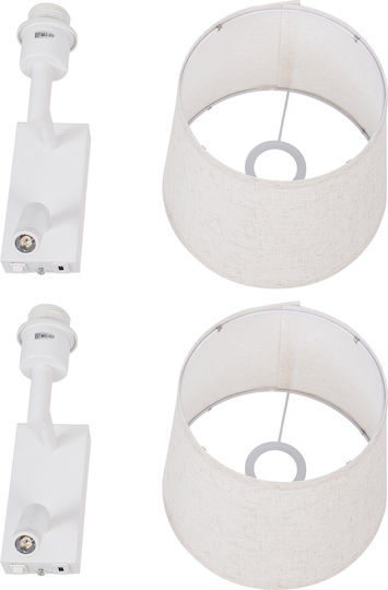 GloboStar Roulette-R Modern Wall Lamp with E27 Lamp Bulb Base with USB Port 22x37x37cm