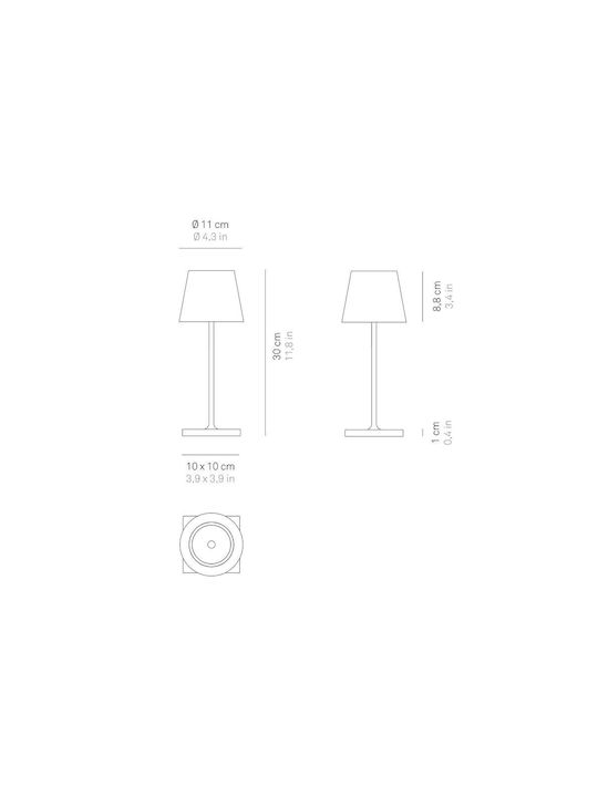 Zafferano Poldina Pro Metal Table Lamp LED with Gold Shade and Base
