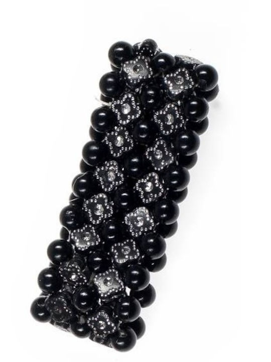 Handmade bracelet with black pearls and rhinestones (tatu moyo) 1559-008