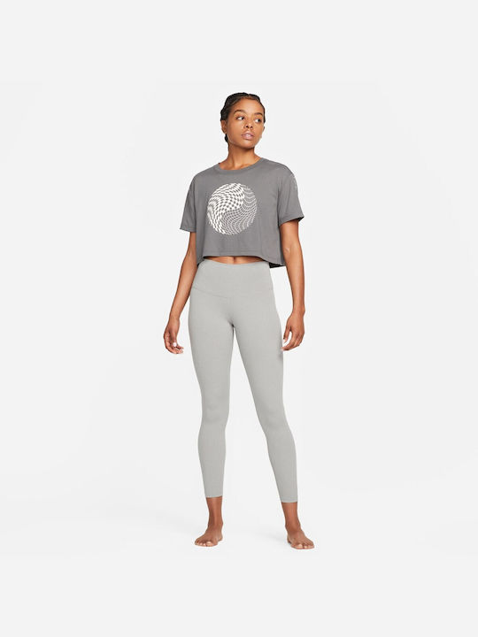 Nike Women's Athletic Crop Top Short Sleeve Gray