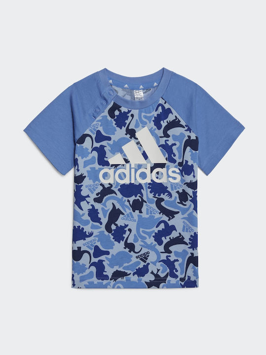 Adidas Παιδικό Σετ με Σορτς Καλοκαιρινό 2τμχ Μπλε Dino Camo Allover Print
