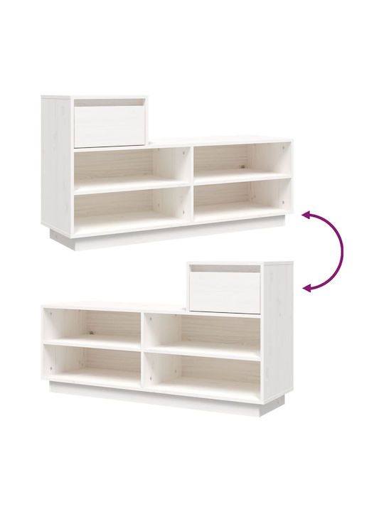 Shoe Organizer with 4 Shelves White 110x34x61cm