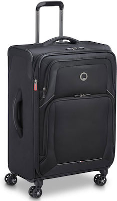 Delsey Optimax Großer Reisekoffer Weichschalen Schwarz mit 4 Räder Höhe 80.5cm