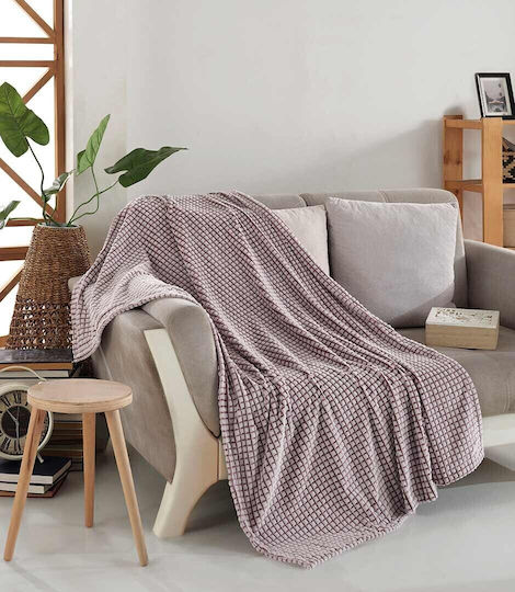 Saray Home Σετ Κουβέρτα Βελουτέ Υπέρδιπλη 220x240εκ. Μπορντό