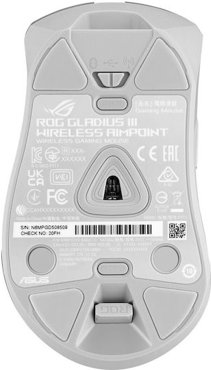 Asus ROG Gladius III AimPoint Ασύρματο Gaming Ποντίκι 36000 DPI Λευκό