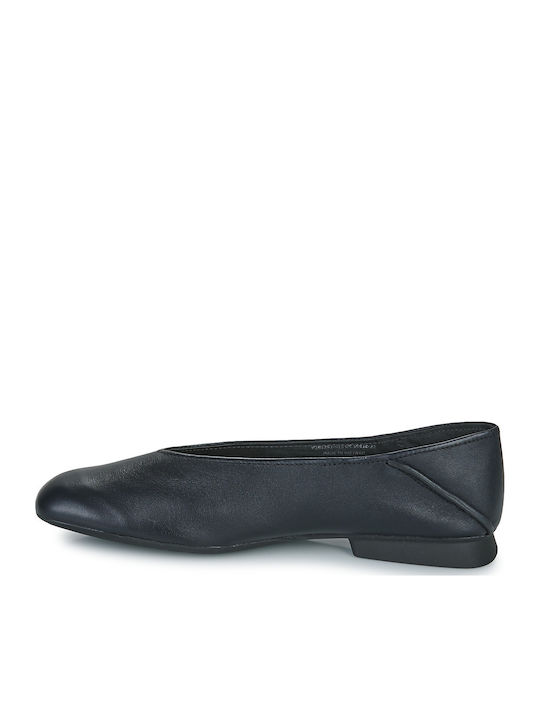 Casi Myra Leather Women's Ballerina Shoes in Black Colour