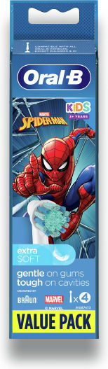 Oral-B Kids Electric Toothbrush Replacement Heads 4 Pieces for 3+ Years Spiderman