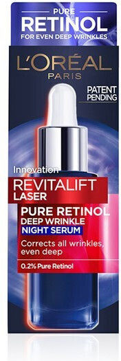L'Oreal Paris Revitalift Laser Night Feuchtigkeitsspendend & Anti-Aging Serum Gesicht mit Retinol für Straffung 30ml