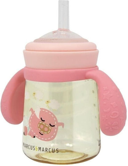 Marcus & Marcus Piglet Educational Sippy Cup Plastic with Handles Pink for 6m+m+ 180ml