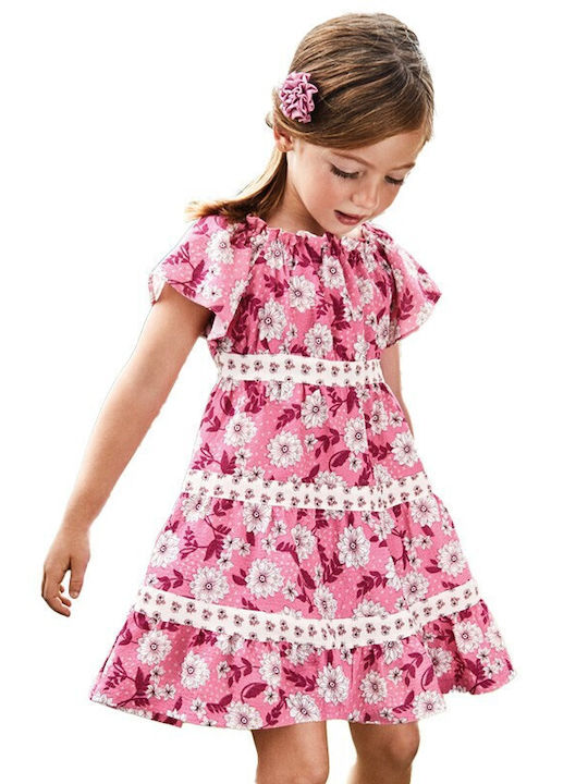 Mayoral Παιδικό Φόρεμα Floral Αμάνικο Φούξια