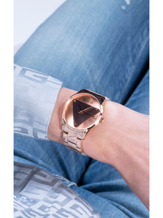 Guess Γυναικείο Ρολόι 36mm Χρονογράφος Μπαταρίας με Ροζ Χρυσό Μεταλλικό Μπρασελέ
