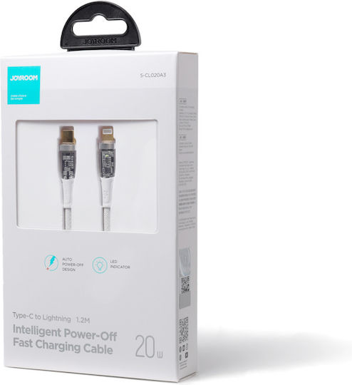 Joyroom S-CL020A3 Плетена USB-C към Lightning кабел 20W Бял 1.2м